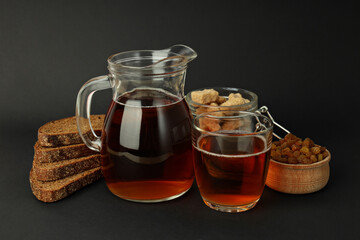 Concept of refreshing drink for summer - kvass