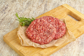 Raw beef burger cutlet for grill