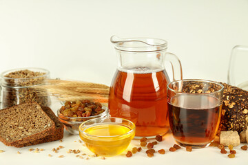 Concept of refreshing drink for summer - kvass