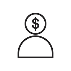 Money head user icon design. vector illustration