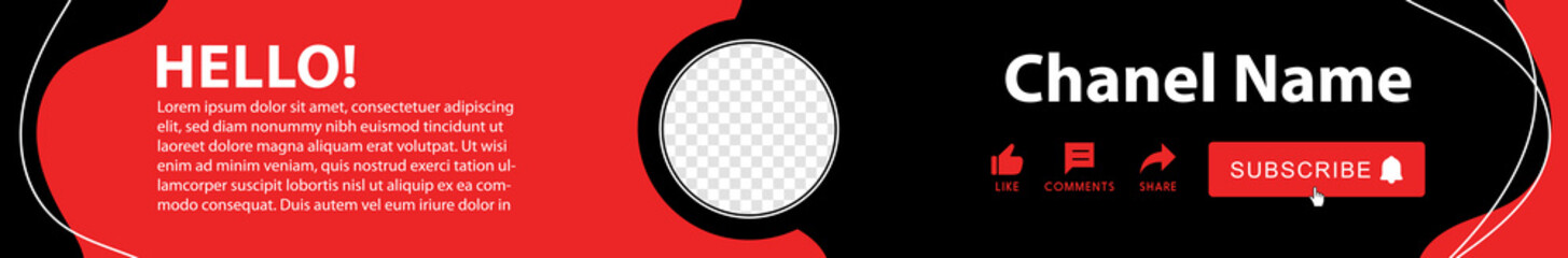YouTube channel banner designs template. Channel cover design layout illustration vector 