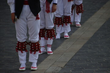 Traditional Basque dance in the street