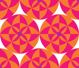 Abstract Hand Drawing Retro Optical Geometric Shapes Circles Seamless Vector Pattern Isolated Background