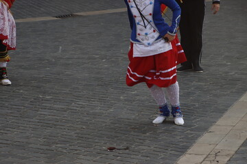 Fototapeta na wymiar Traditional Basque dance in a street festival