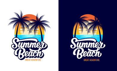 summer beach logo vector illustration