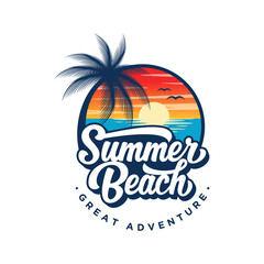 summer beach logo vector illustration