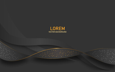 luxury black abstract background combine with golden lines element and glitter