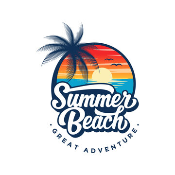 summer beach logo vector illustration