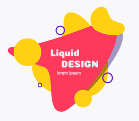 Liquid abstract banner flat style. Minimal futuristic shape for banner, logo, presentation, flyer, poster, web, print, social post. Isolated dynamic fluid geometric background. Vector 10 eps