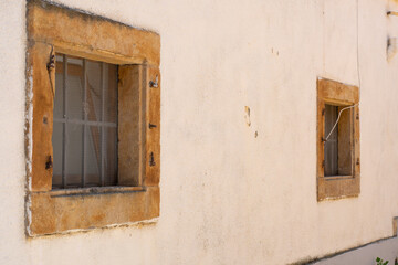 Old and Small Wooden Windows on a House. Retro Architecture