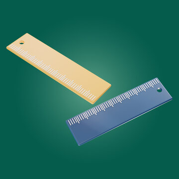 yellow and blue ruler 3d render icon