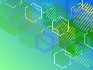 Hexagon Geometric Background Blue Green Size Ratio 4:3