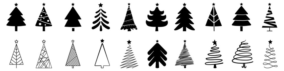 Christmas tree vector icon set. new year illustration sign collection. winter symbol.