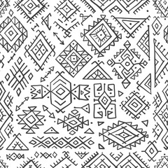 Tribal decorative background. Ethnic seamless pattern. Aztec geometric backdrop. Native american ornament. Vector illustration