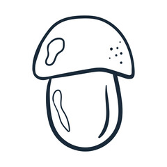 Mushroom line art . Vector illustration with doodles on the theme of cozy autumn.A cute element for greeting cards, posters, stickers and seasonal design. Isolated on a white backgroun