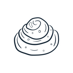 Cinnabon line art. Vector illustration with scribbles on the theme of cozy autumn. Cute element for greeting cards, posters, stickers and seasonal design.