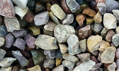 Abstract background with lot of various shape peeble stones. 