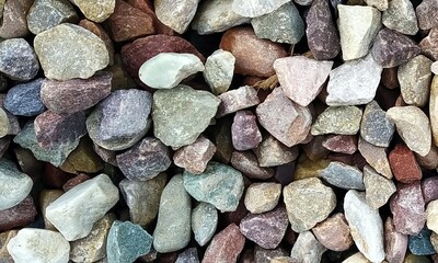 Abstract background with lot of various shape peeble stones. 