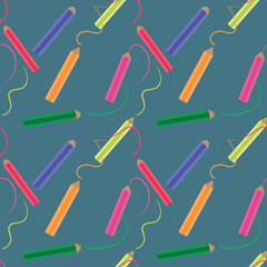 Исходные названия: vector pattern of different colored pencils on a dark background