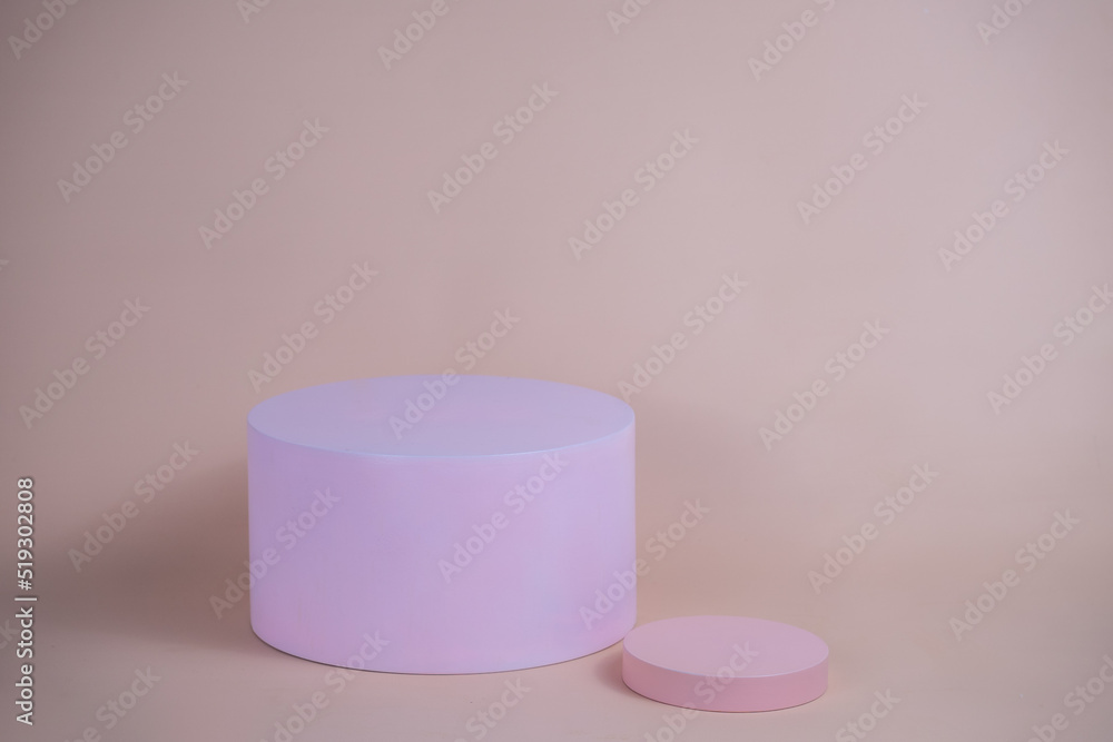 Aufkleber empty podium for display cosmetic product. platform arrangement in pink pastel color in trendy minim