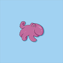 Vector illustration of a cute octopus on a blue background.