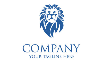 Blue Color Simple Lion Head logo Design
