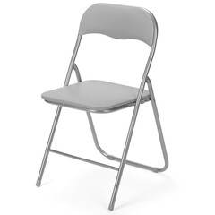 Basic gray folding chair isolated on white background.