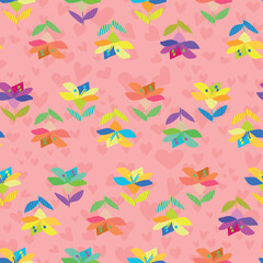 Flower Love Heart Seamless Pattern