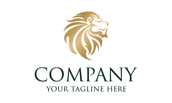 Gold Luxury Color Danger Lion Face Logo Design