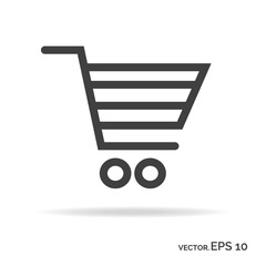 Shopping cart outline icon black color isolated on white background