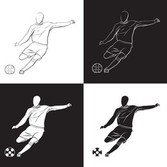 Set of logo images of shooting styles in football.
Beautifully depicting footwork to kick the ball.
Goal scoring with long shots in football.