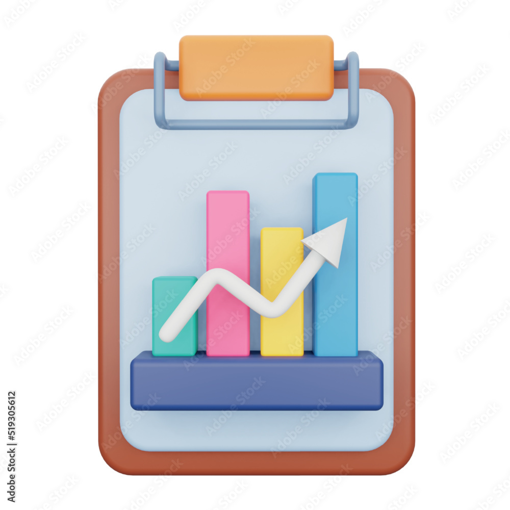 Poster analytics report 3d rendering isometric icon.