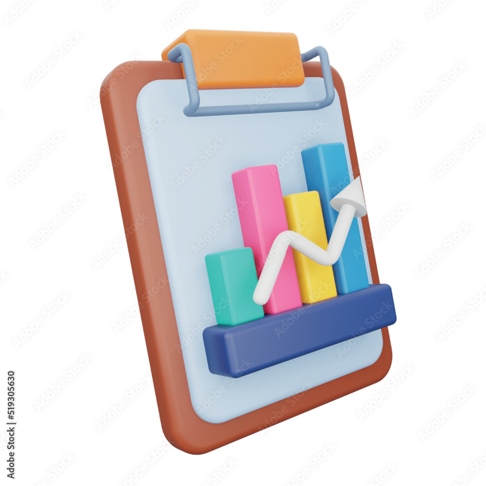 Poster analytics report 3d rendering isometric icon.