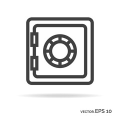 Strongbox outline icon black color isolated on white background
