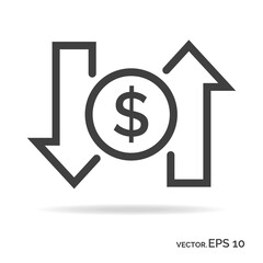 Obraz premium Dollar rate outline icon black color isolated on white background