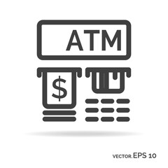 Atm outline icon black color isolated on white background