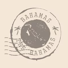 Foto op Plexiglas Stamp Postal of The Bahamas. Map Silhouette rubber Seal.  Design Retro Travel. Seal of Map  Bahamas grunge  for your design.  EPS10 © katarinanh