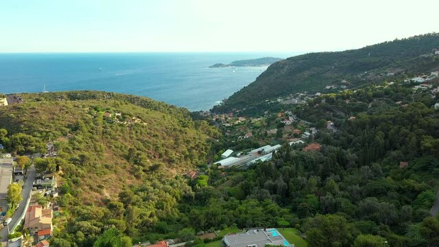 C&ocirc;te d'Azur, mountains overlooking the Mediterranean Sea.
Monaco, France