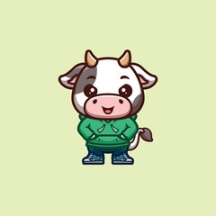 Cow Urban Cute Creative Kawaii Cartoon Mascot Logo