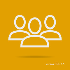 Team people outline icon white color isolated on yellow background