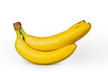 Bunch of fresh bananas isolated on white background - stock photo