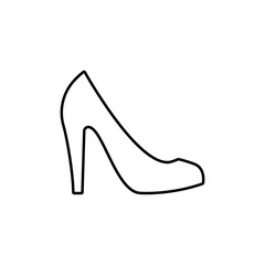 Female Fashion Stiletto Outline Pictogram. Woman Elegant Shoes Flat Symbol. Beauty Bridal Ladys Classic Footwear. Women Pair Shoe High Heel Glamour Black Line Icon. Isolated Vector Illustration
