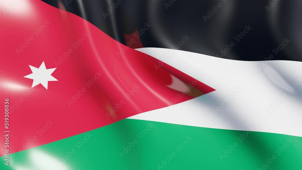 Aufkleber waving flag of jordan country. 3d render national flag dynamic background. 4k realistic seamless loo