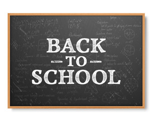 Dark school board with Back To School text. Vector illustration