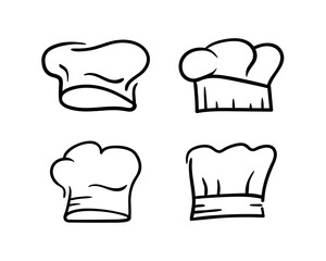 Hand drawn chef hat icon collection