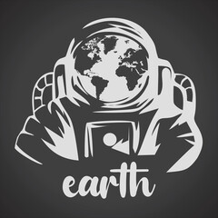 Save the earth astronaut black and white