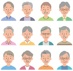 中年男性　顔　アイコン　セット