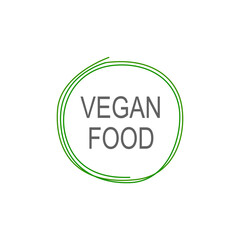 Vegan Food Simple Circle Badge isolated On White