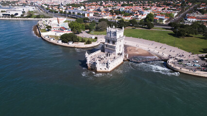 The Belem Tower (Torre de Belém) was built between 1514 and 1520 in a Manuelino style by the...