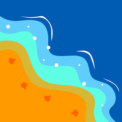 Fototapeta na wymiar BLUE SEA WITH BEACH WITH SEA SHELLS BACKGROUND